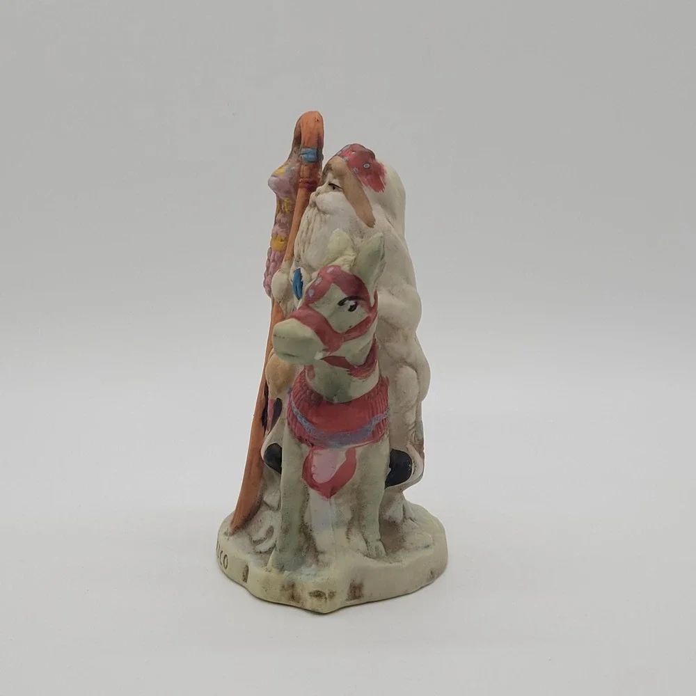 Vintage RSVP 1991 Mexico Santa Riding Donkey Ceramic Figurine 8903